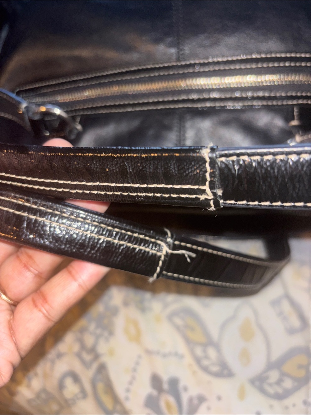 Coach Addison F18374 Black Leather Pleated Satchel with Removable Strap - Picture 4 of 11